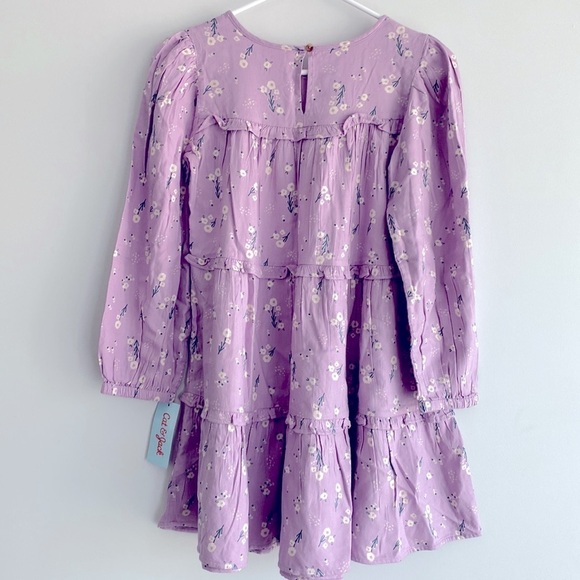 Girls' Long Sleeve Woven Dress Cat & Jack™ Dusty Violet Size L - Picture 6 of 8